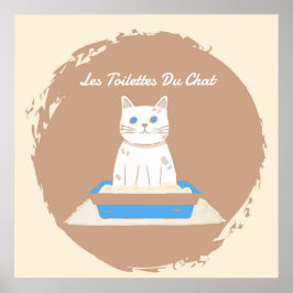 Póster Poster, Les Toilettes Du Chat, gato blanco