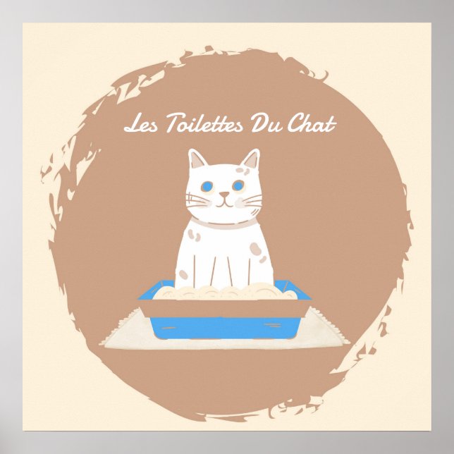Póster Poster, Les Toilettes Du Chat, gato blanco (Frente)