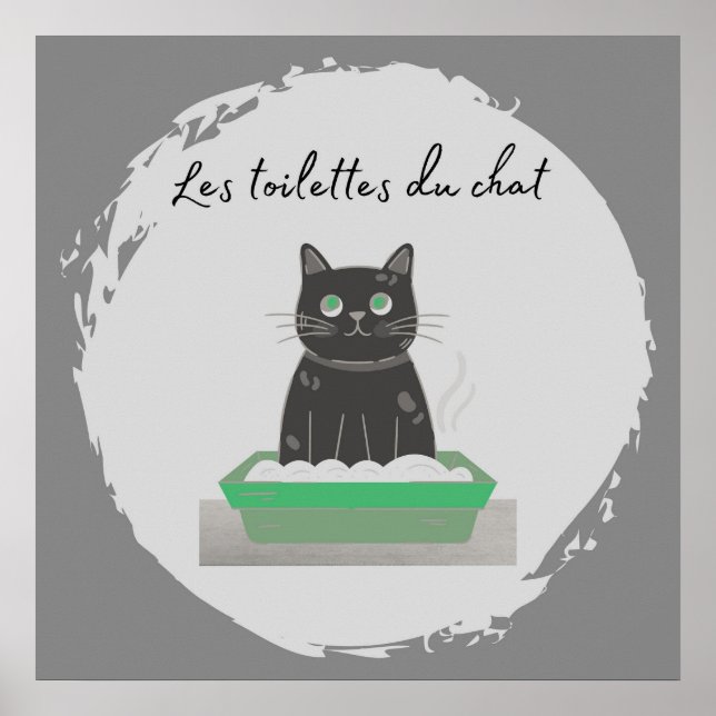Póster Poster, Les Toilettes Du Chat Gato Negro (Frente)