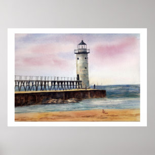 Póster Poster ligero del norte de Manistee Pierhead