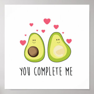 Póster Poster lindo de los pares del amor del aguacate
