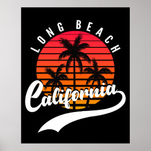 Póster Poster Long Beach Retro Sunset