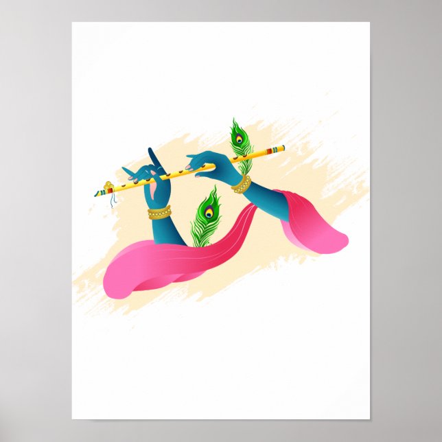 Póster Poster lord Krishna jugando a la bansuri (Frente)