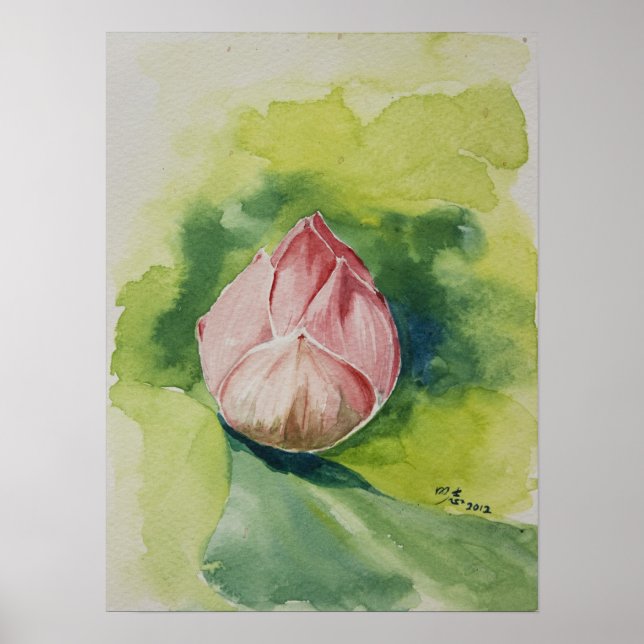Póster Poster Lotus de color de agua (Frente)