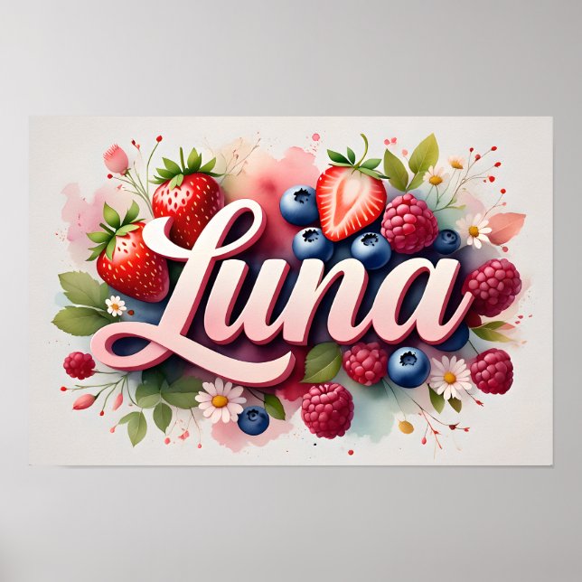 Póster Poster "Luna" con nombre floral de Berry personali (Frente)