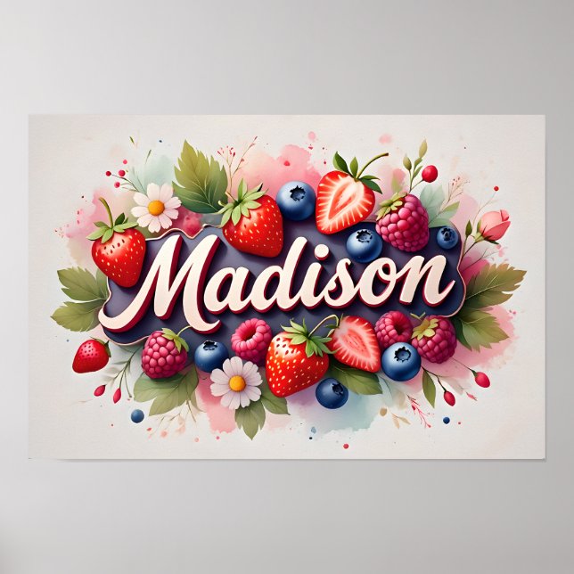 Póster Poster "Madison" del nombre de la flor de Berry pe (Frente)