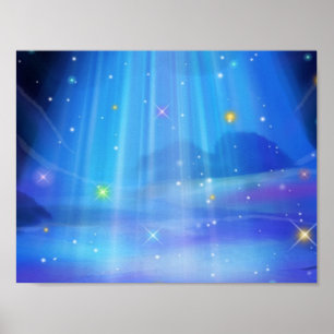 Póster poster mágico de luz azul fresco