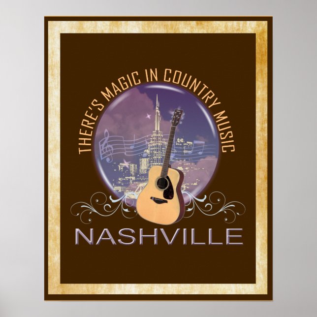 Póster Poster Mágico de Música de País de Nashville (Frente)