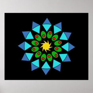 Póster Poster - Mandala azul y verde