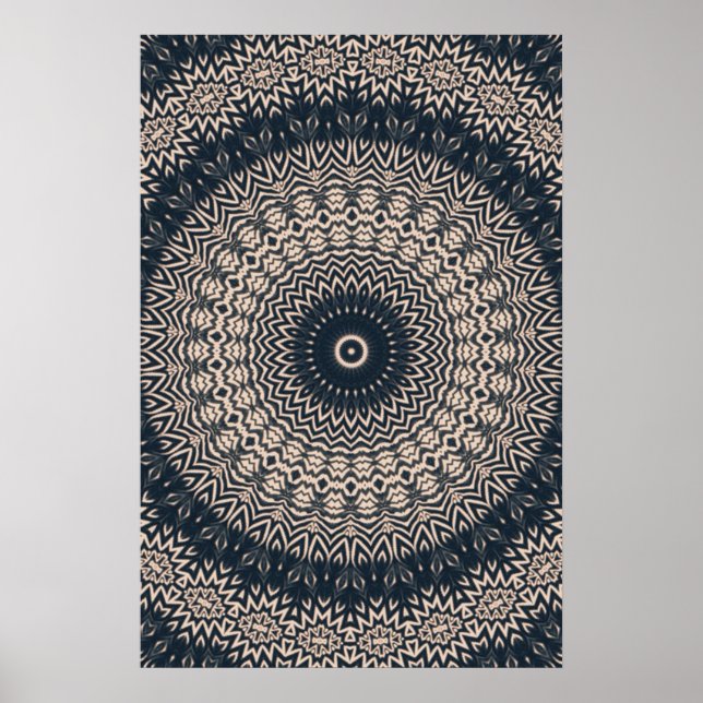 Póster Poster Mandala de búho blanco y negro (Frente)