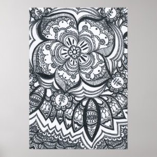 Póster Poster Mandala de Flor Ojada.