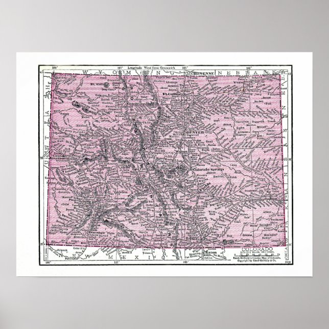 Póster Poster: Mapa de Colorado, 1921 (Frente)