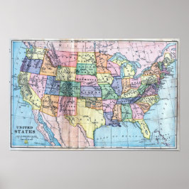 Póster Poster - Mapa de Estados Unidos