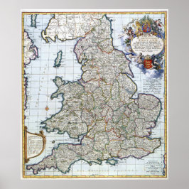 Póster Poster - Mapa de la Inglaterra del siglo XIV