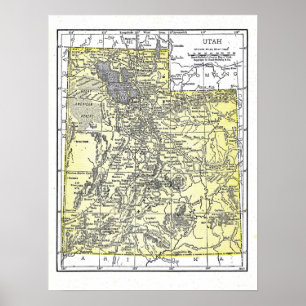 Póster Poster:   Mapa de Utah, 1921