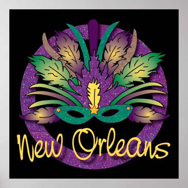 Póster Poster Máscara Mardi Gras - Nueva Orleans, LA (Frente)
