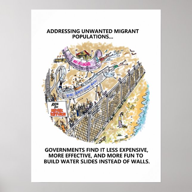 Póster Poster mate de deslizamientos de agua para refugia (Frente)
