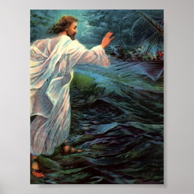 Póster Poster: Mateo 14:29-30 (Frente)