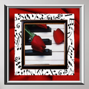 Póster Poster melancólico de la música y de los rosas