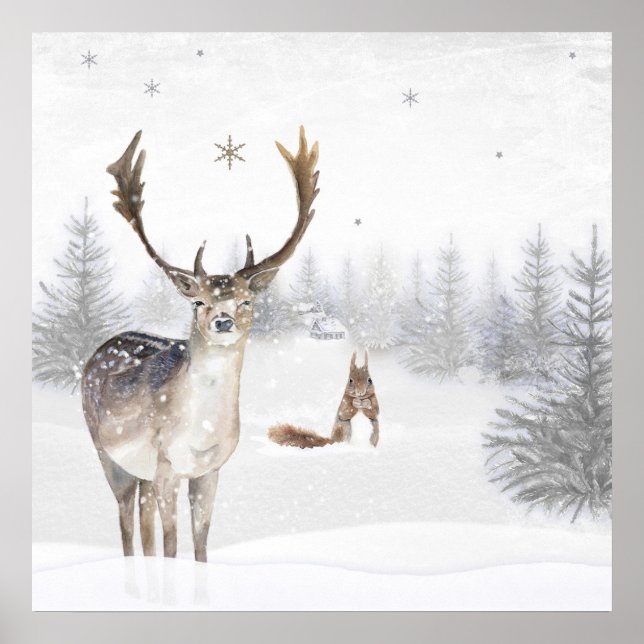 Póster Poster met hert en eekhoorn (Frente)