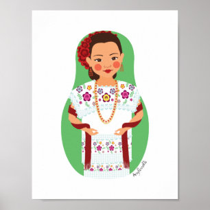 Póster Poster mexicano Yucatan Matryoshka