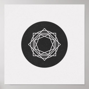 Póster Poster minimalista de círculo negro y blanco