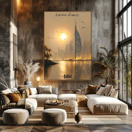 Póster Poster minimalista de Línea Aérea de Dubai - Medio