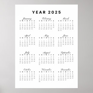 Póster Poster minimalista del calendario 2025