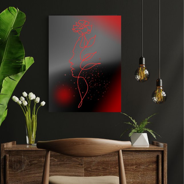 Póster Poster minimalista Mujer Roja (Minimalist Red Woman Poster)