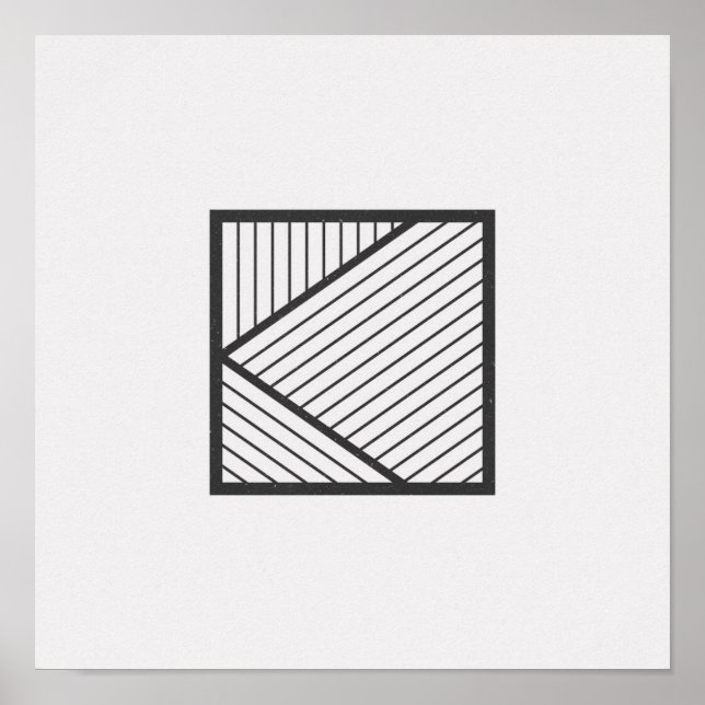 Póster Poster minimalista rayado cuadrado negro y blanco (Frente)