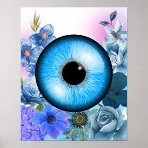 Póster Poster místico con flores encantadas y béisbol