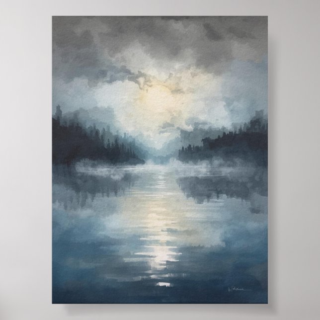 Póster Poster Misty Moonlit Lake (Frente)