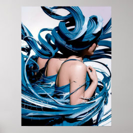 Póster Poster modelo de remolino azul para mujeres Imprim