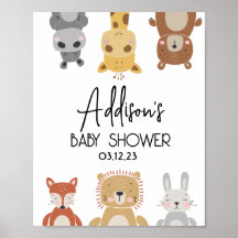 Poster moderno de Baby Shower para animales de beb