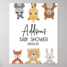 Póster Poster moderno de Baby Shower para animales de beb