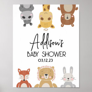 Póster Poster moderno de Baby Shower para animales de beb