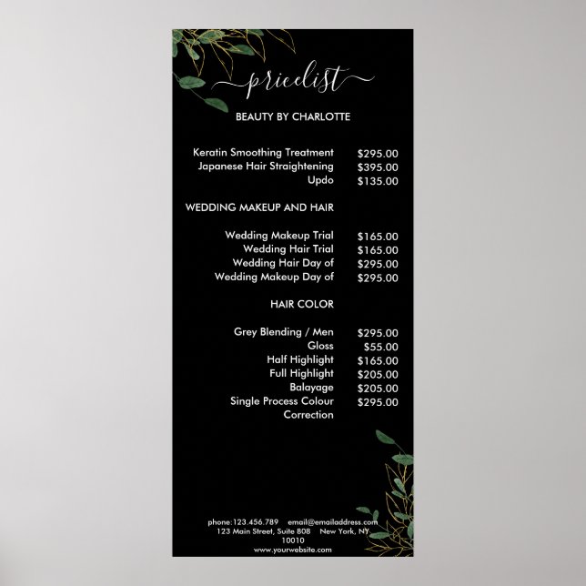 Póster Poster moderno de Botanik Pricelist (Frente)