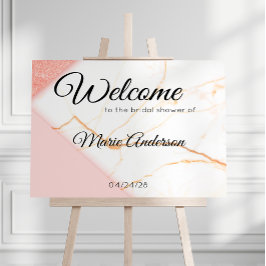 Póster Poster moderno de ducha de mármol rosa y dorado