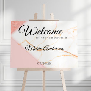 Póster Poster moderno de ducha de mármol rosa y dorado