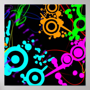 Póster Poster moderno de la salpicadura de neón abstracta