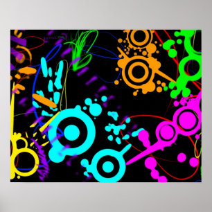 Póster Poster moderno de la salpicadura de neón abstracta