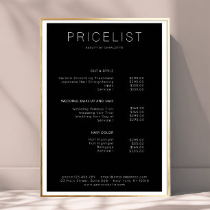 Póster Poster moderno de listas de precios