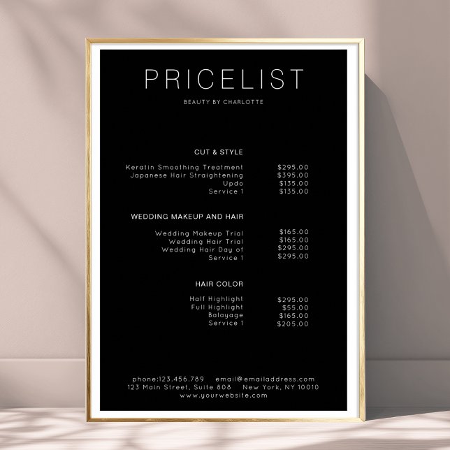 Póster Poster moderno de listas de precios (Modern, price list Poster)