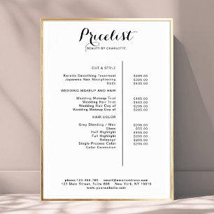 Póster Poster moderno de listas de precios