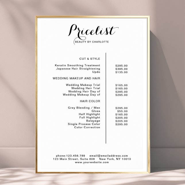 Póster Poster moderno de listas de precios (Modern, price list Poster)