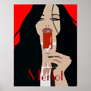 Póster Poster moderno del vino del estilo, Merlot
