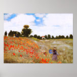 Póster Poster Monet Poppies<br><div class="desc">Monet Poppies poster. Óleo sobre lienzo de 1873. Una de las pinturas anteriores más famosas y queridas de Monet, Coquelicots o Red Poppies, presenta a dos mujeres caminando con sus hijos en un soleado campo de flores rojas de amapola. Un regalo de bonito para los aficionados al Monet, pinturas de...</div>