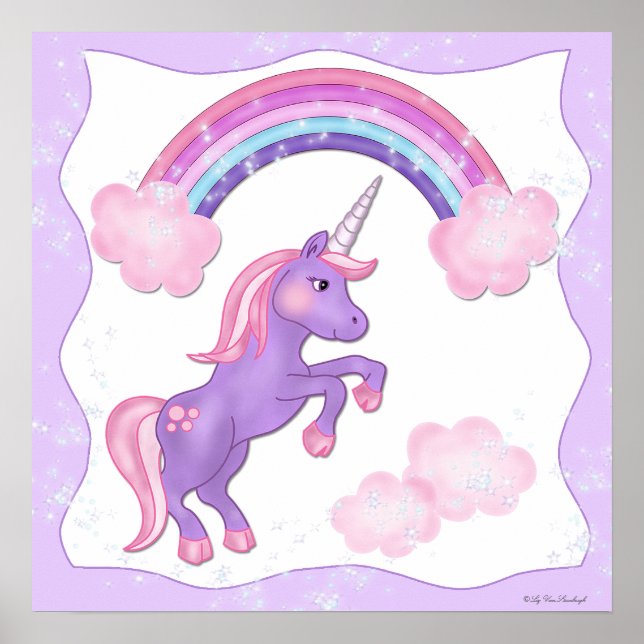 Póster Poster morado de unicornio (Frente)