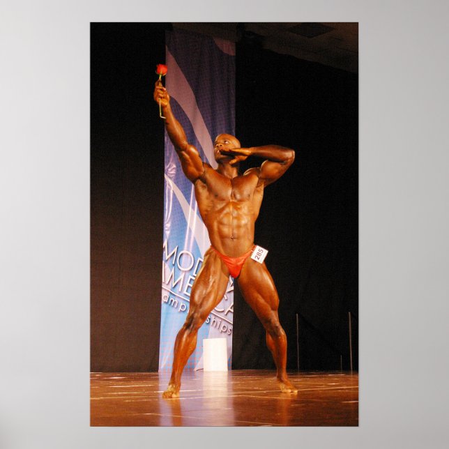 Póster Poster, Morris Mendez, Bodybuilder with a rose (Frente)