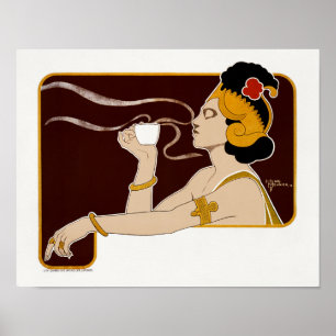 Póster Poster mostrando a una mujer sosteniendo un vaso d